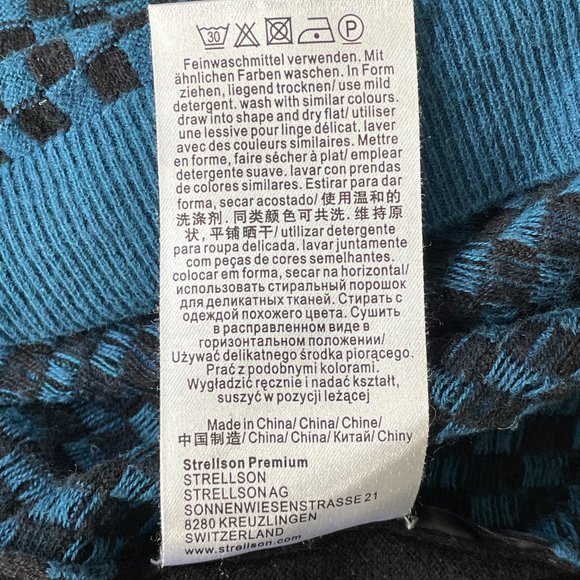 Swiss Design Strellson Men's Sweater Teal & Black Cotton/Silk -Medium - Picture 9 of 9